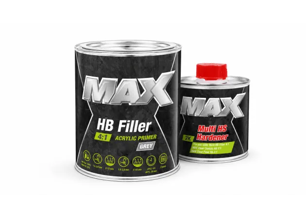 Грунт-наповнювач акриловий 2K HS MAX HB Filler 4:1 1л+0,25л Сірий  у комплекті з затверджувачем заказати